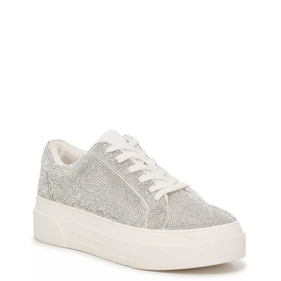 Jessica Simpson Women's Cherello Platform Sneaker, Silver Metallic, 9.5 Wide - Picture 1 of 1